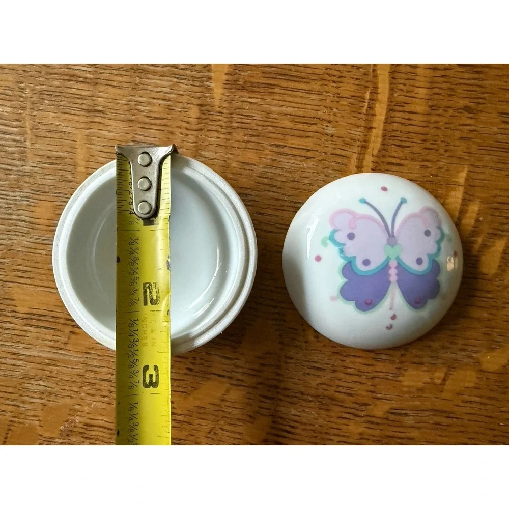 Vintage 1989 Lillian Vernon Porcelain‎ Trinket Box Butterfly Retro Kitsch 80s